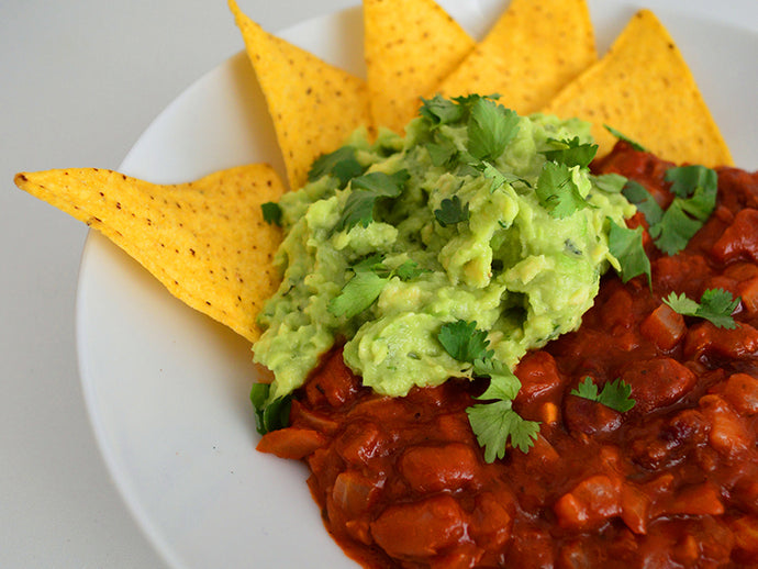 Bean Chilli with Homemade Guacamole
